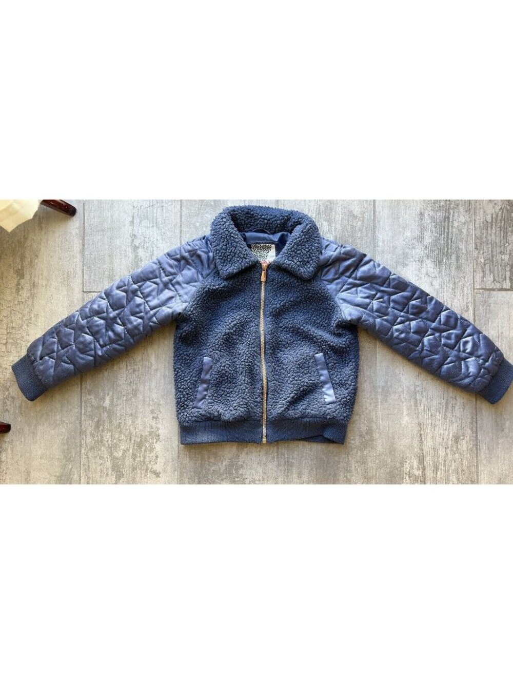 Kensie Girl Bomber Jacket Teddy Sherpa Navy Blue Casual Coat Casual Girls 6X